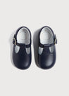 Leather T Bar Baby Shoes in Navy (20-26EU) Shoes  from Pepa London US