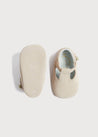 Suede T-Bar Pram Shoes in Beige (17-20EU) Shoes  from Pepa London US