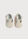 Suede T-Bar Pram Shoes in Beige (17-20EU) Shoes  from Pepa London US