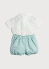 Peter Pan Collar Linen Two Piece Set in Teal (12mths-5yrs) Sets  from Pepa London US