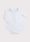 Peter Pan Collar Long Sleeve Bodysuit with Beige Embroidery (0mths-2yrs) Tops & Bodysuits  from Pepa London US