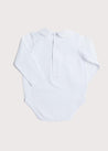 Peter Pan Collar Long Sleeve Pleated Bib Bodysuit in White (0mths-2yrs) Tops & Bodysuits  from Pepa London US