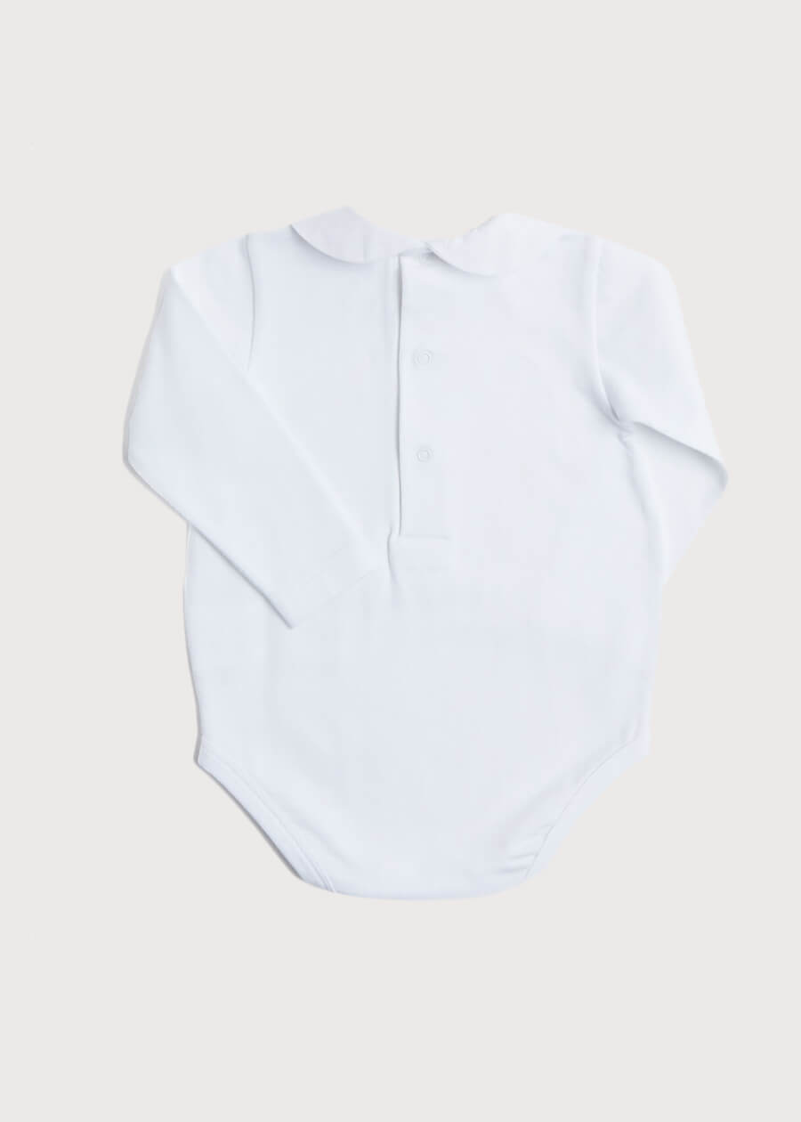Peter Pan Collar Bodysuit in White (0mths-3yrs) Tops & Bodysuits from Pepa London US
