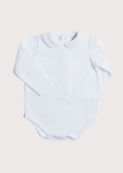 Peter Pan Collar Bodysuit in White (0mths-3yrs) Tops & Bodysuits from Pepa London US