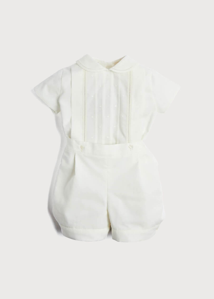 Peter Pan Collar Short Sleeved Two Piece Set in Ivory (12mths-4yrs) Sets from Pepa London US