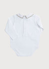 Embroidered Polo Collar Bodysuit in White (0mths-3yrs) Tops & Bodysuits from Pepa London US