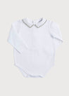 Embroidered Polo Collar Bodysuit in White (0mths-3yrs) Tops & Bodysuits from Pepa London US