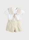 Sailor Collar Striped Set in Beige (12mths-3yrs) Sets  from Pepa London US