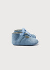 Suede Organza Fastening Pram Shoes in Dusty Blue (17-20EU) Shoes  from Pepa London US