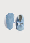 Suede Organza Fastening Pram Shoes in Dusty Blue (17-20EU) Shoes  from Pepa London US