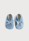 Suede Organza Fastening Pram Shoes in Dusty Blue (17-20EU) Shoes  from Pepa London US