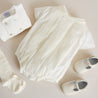 Ivory Panelled Christening Romper (3-12mths) Rompers  from Pepa London US