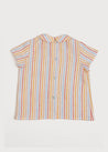 Bright Stripe Peter Pan Collar Shirt in Mustard (12mths-3yrs) Shirts  from Pepa London US