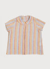 Bright Stripe Peter Pan Collar Shirt in Mustard (12mths-3yrs) Shirts  from Pepa London US