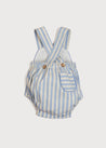 Chunky Stripe Pocket Front Dungaree Romper in Blue (3-18mths) Dungarees  from Pepa London US