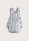 Chunky Stripe Pocket Front Dungaree Romper in Blue (3-18mths) Dungarees  from Pepa London US