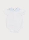 Contrast Oxford Peter Pan Collar Bodysuit in Blue (0mths-2yrs) Tops & Bodysuits  from Pepa London US