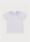 Contrast Oxford Polo Collar Short Sleeve Shirt in White (2-4yrs) Tops & Bodysuits from Pepa London US