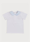 Contrast Oxford Polo Collar Short Sleeve Shirt in White (2-4yrs) Tops & Bodysuits  from Pepa London US