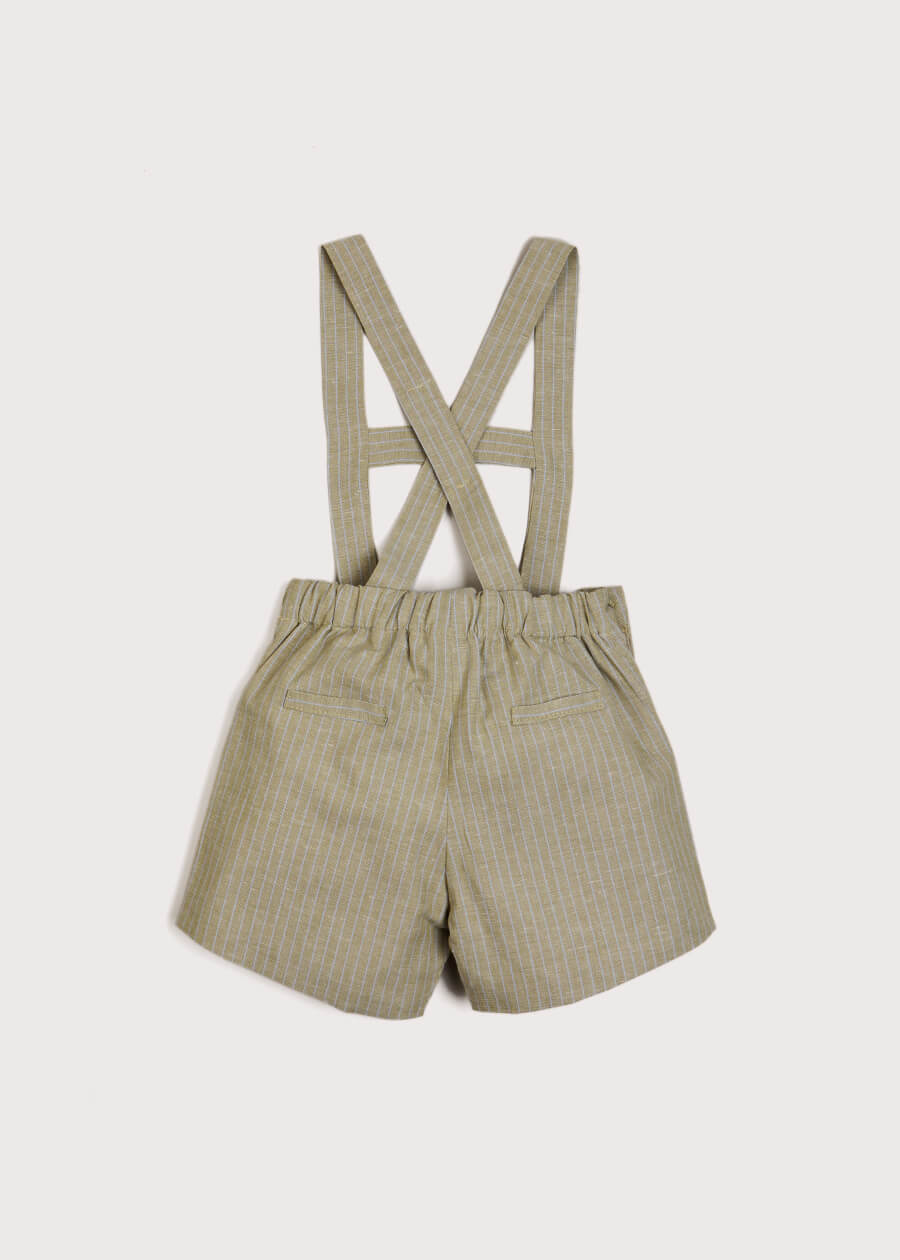 Thin Stripe Button Detail Shorts With Braces in Green (18mths-3yrs) SHORTS from Pepa London US