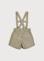 Thin Stripe Button Detail Shorts With Braces in Green (18mths-3yrs) SHORTS from Pepa London US