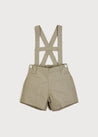Thin Stripe Button Detail Shorts With Braces in Green (18mths-3yrs) Shorts  from Pepa London US