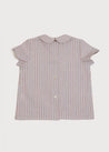 Thin Stripe Peter Pan Collar Short Sleeve Shirt in Red (12mths-3yrs) Shirts  from Pepa London US