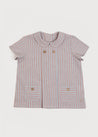 Thin Stripe Peter Pan Collar Short Sleeve Shirt in Red (12mths-3yrs) Shirts  from Pepa London US