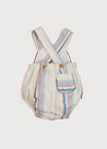 Thin Stripe Front Pocket Dungaree Romper in Red (3-18mths) Shorts  from Pepa London US