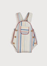 Thin Stripe Front Pocket Dungaree Romper in Red (3-18mths) Shorts  from Pepa London US