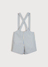 Wide Stripe Button Detail Shorts With Braces in Blue (18mths-3yrs) Shorts from Pepa London US