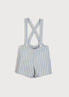 Wide Stripe Button Detail Shorts With Braces in Blue (18mths-3yrs) Shorts from Pepa London US