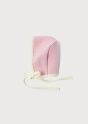 Classic Austrian Contrast Trim Wool Bonnet in Baby Pink (S-L) ACCESSORIES from Pepa London US