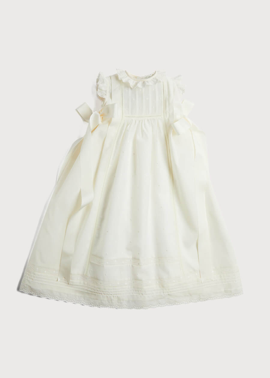 Embroidered Lace Trim Gown in Ivory (3-18mths) GOWNS from Pepa London US