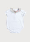 Floral Print Ruffle Collar Bodysuit in Dusty Pink (0mths-2yrs) Tops & Bodysuits  from Pepa London US