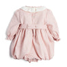 Hand Smocked Long Sleeve Romper in Pink (6mths-2yrs) Rompers  from Pepa London US