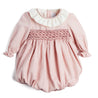 Hand Smocked Long Sleeve Romper in Pink (6mths-2yrs) Rompers  from Pepa London US