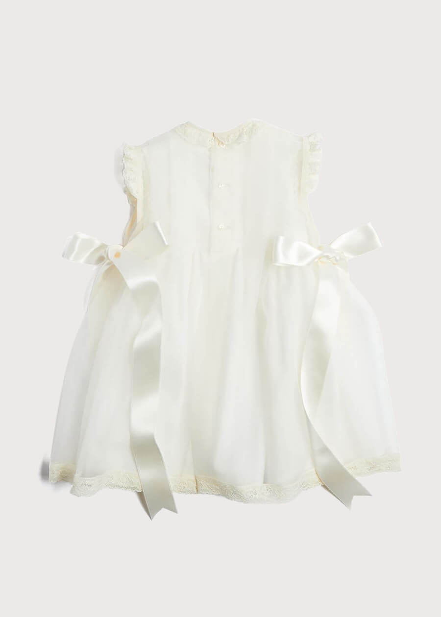 Lace Trim Fine Pleated Dress in Ivory (3mths-5yrs) Dresses from Pepa London US