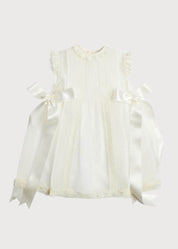 Lace Trim Fine Pleated Dress in Ivory (3mths-5yrs) Dresses from Pepa London US