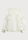 Lace Trim Fine Pleated Dress in Ivory (3mths-5yrs) Dresses from Pepa London US