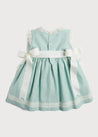 Lace Trim Ivory Bow Dress in Teal (6mths-5yrs) dresses  from Pepa London US