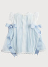 Lace Trim Satin Bow Dress in Pale Blue (6mths-5yrs) Dresses  from Pepa London US
