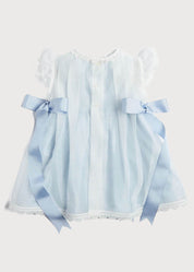 Lace Trim Satin Bow Dress in Pale Blue (6mths-5yrs) Dresses from Pepa London US