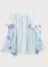 Lace Trim Satin Bow Dress in Pale Blue (6mths-5yrs) Dresses from Pepa London US