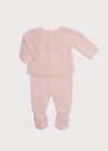 Openwork Contrast Dot Merino Wool Knitted Set in Pink (0-12mths) Knitted Sets  from Pepa London US