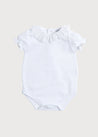 Piculina Trim Cotton Bodysuit in White (0mths-3yrs) Tops & Bodysuits from Pepa London US