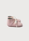 Suede Organza Fastening Pram Shoes in Dusty Pink (17-20EU) Shoes  from Pepa London US