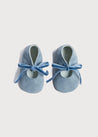 Suede Velvet Ribbon Pram Shoes in Blue (17-20EU) Shoes  from Pepa London US