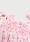 Tie Strap Floral Hand Smocked Romper in Dark Pink (3-18mths) Rompers  from Pepa London US