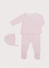 Gentle Openwork Ruffle Collar 3 Piece Knitted Set in Pink (0-6mths) Knitted Sets from Pepa London US